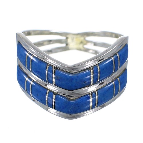 Authentic Sterling Silver Lapis Inlay Ring Size 7-1/4 FX93468