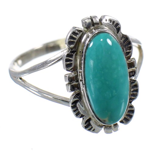 Genuine Sterling Silver Turquoise Jewelry Ring Size 5-1/2 FX93018