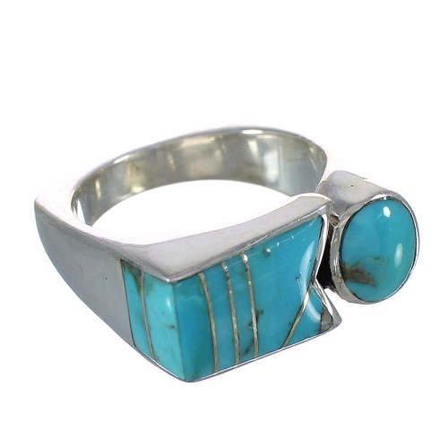Silver Southwest Turquoise Jewelry Ring Size 6-1/2 AX90620