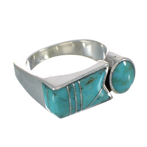 Turquoise Southwestern Genuine Sterling Silver Jewelry Ring Size 7-1/2 AX90801