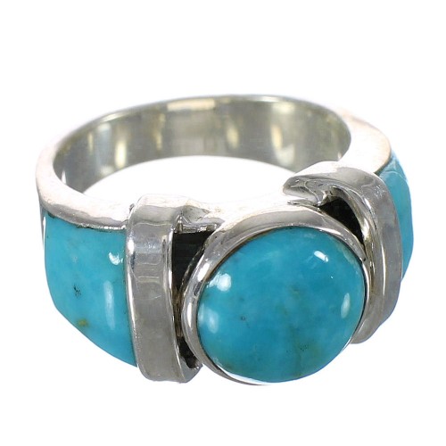 Authentic Sterling Silver Southwestern Turquoise Ring Size 6-1/2 AX90972