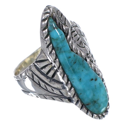 Southwest Sterling Silver Turquoise Ring Size 7-3/4 FX93070