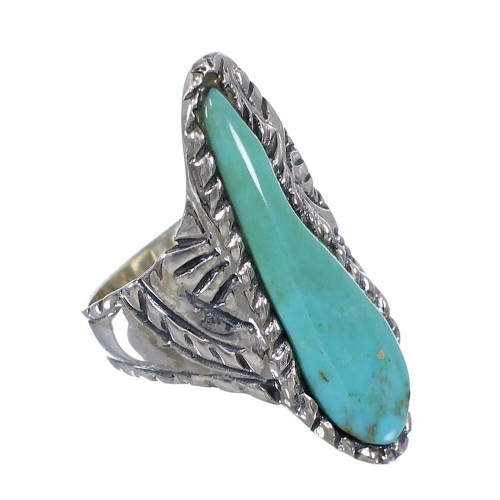 Genuine Sterling Silver Turquoise Ring Size 5-1/2 FX93303