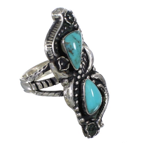Authentic Sterling Silver Turquoise Jewelry Ring Size 4-1/4 FX93343