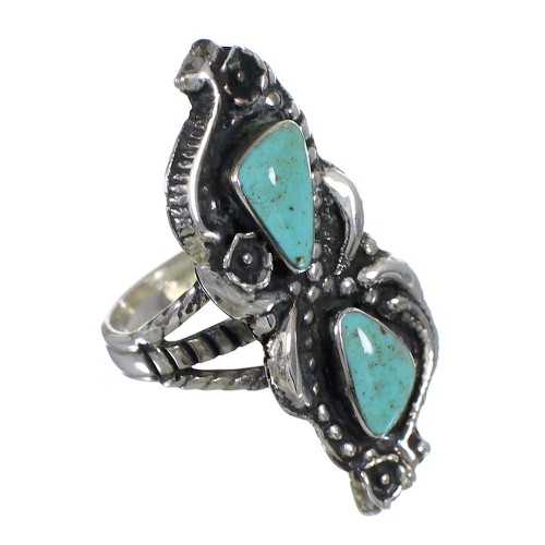 Southwest Sterling Silver Turquoise Ring Size 4-1/4 FX93348