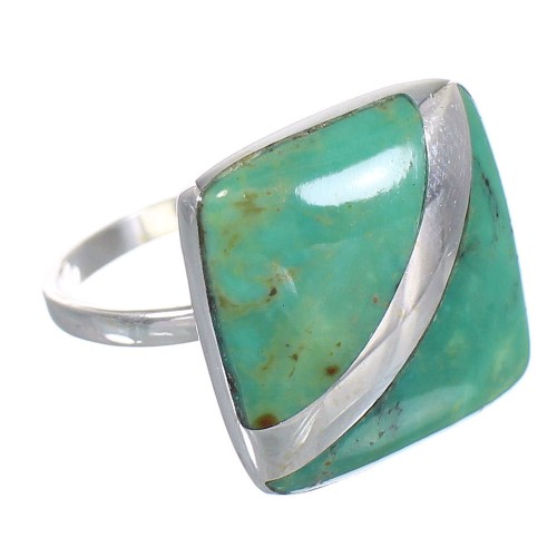 Southwest Turquoise Sterling Silver Ring Size 7-1/2 RX88678