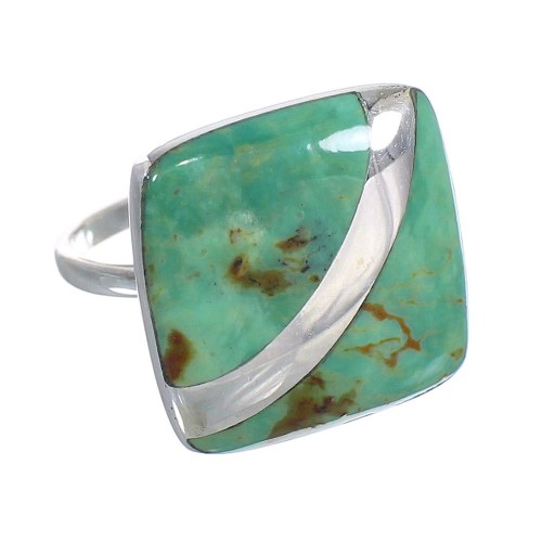Genuine Sterling Silver Turquoise Ring Size 6-3/4 RX88727