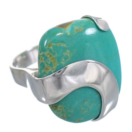 Authentic Sterling Silver Southwest Turquoise Ring Size 7-1/2 RX88730