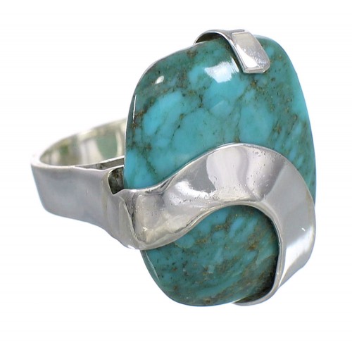 Genuine Sterling Silver And Turquoise Jewelry Ring Size 6-1/4 RX88742