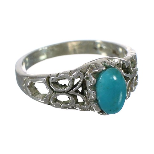 Southwest Genuine Sterling Silver Turquoise Ring Size 5-1/4 YX90465