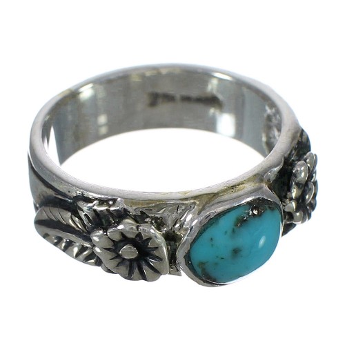Flower Sterling Silver Turquoise Southwestern Ring Size 6-3/4 YX90505