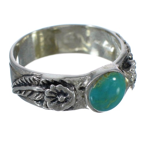 Flower Turquoise And Authentic Sterling Silver Southwestern Ring Size 8-1/4 YX90656