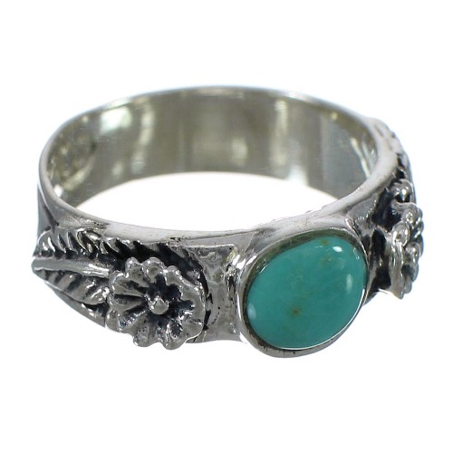 Southwestern Turquoise And Genuine Sterling Silver Flower Ring Size 6-3/4 YX90676