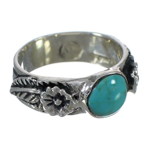 Turquoise Southwestern Sterling Silver Flower Ring Size 6-1/4 YX90702