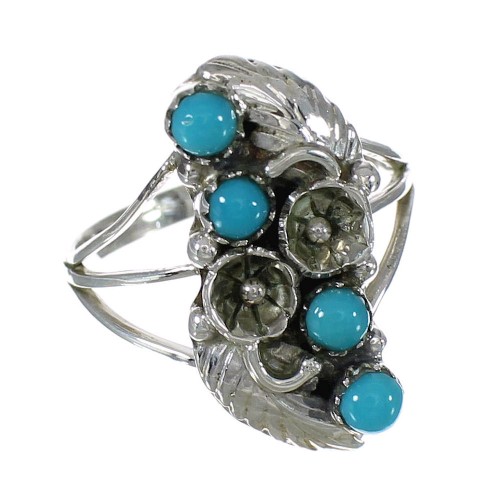 Authentic Sterling Silver Turquoise Jewelry Ring Size 7-1/2 FX90900