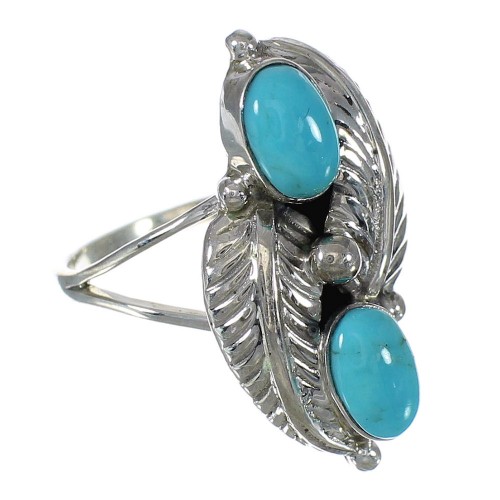 Genuine Sterling Silver Turquoise Southwestern Ring Size 5-1/4 FX91011
