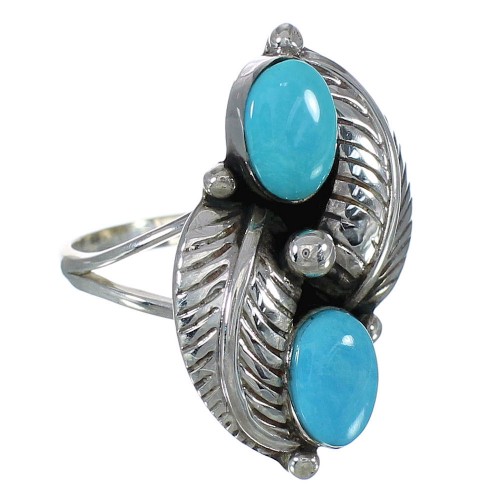 Genuine Sterling Silver Turquoise Jewelry Ring Size 4-3/4 FX91114