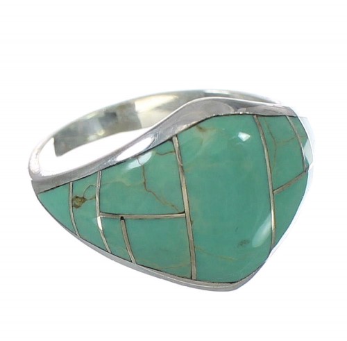 Sterling Silver Turquoise Inlay Ring Size 5-1/2 AX92823