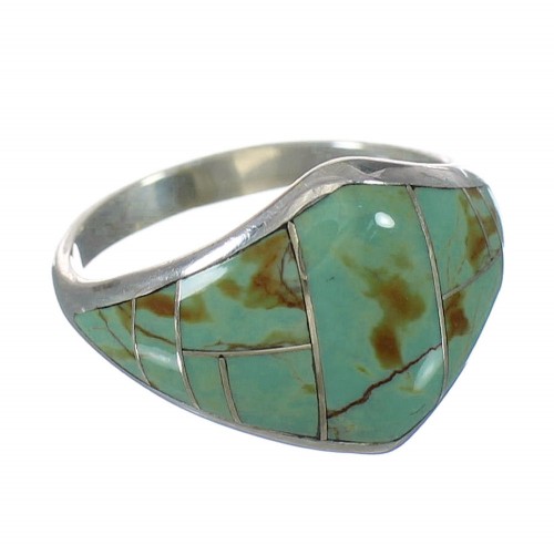 Authentic Sterling Silver Jewelry Turquoise Ring Size 6-1/2 AX92882