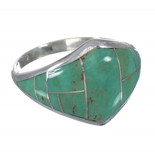 Authentic Sterling Silver Turquoise Inlay Southwestern Ring Size 7-3/4 AX92900