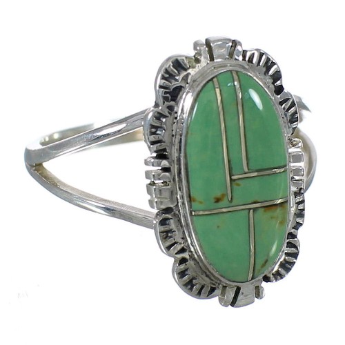 Turquoise Inlay Jewelry Genuine Sterling Silver Southwest Ring Size 7 AX92961