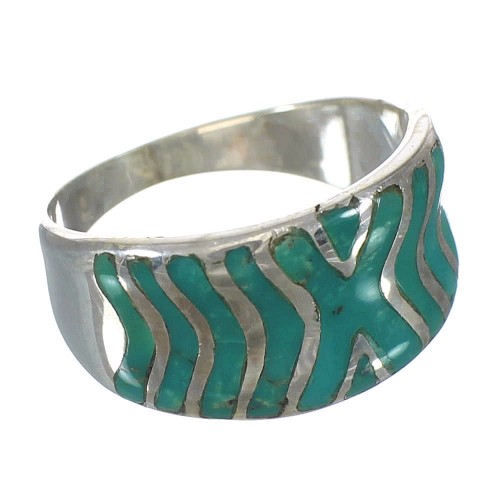 Southwest Silver Jewelry Turquoise Ring Size 5-1/4 AX93056