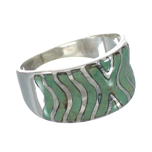 Turquoise Inlay Authentic Sterling Silver Southwestern Ring Size 6-1/4 AX93079