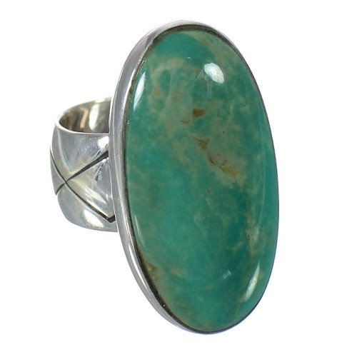 Southwestern Sterling Silver Turquoise Ring Size 4-3/4 AX92672