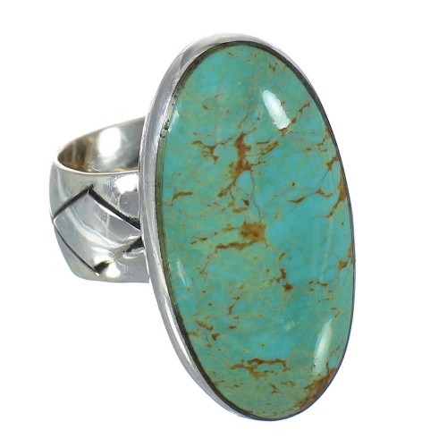 Turquoise Southwestern Jewelry Authentic Sterling Silver Ring Size 6-1/2 AX92711