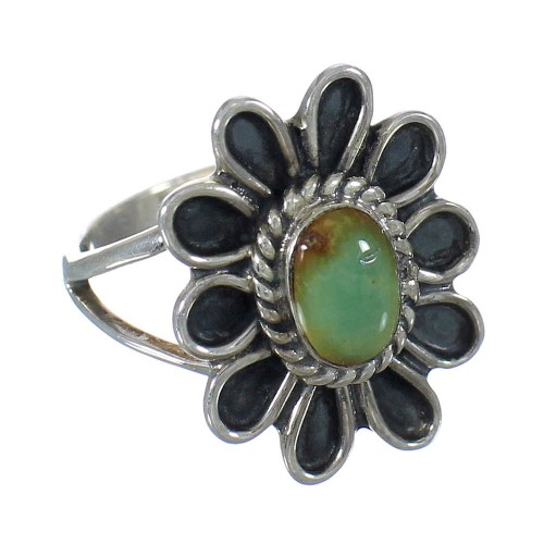 Authentic Sterling Silver Turquoise Flower Ring Size 4-3/4 FX91434
