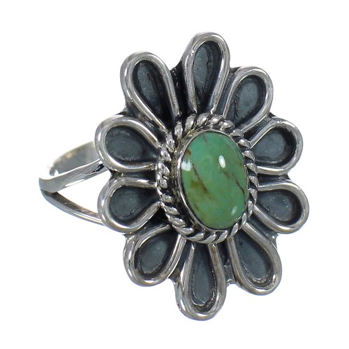 Sterling Silver Turquoise Flower Jewelry Ring Size 5-1/4 FX91435