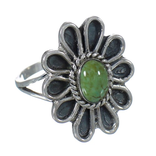 Southwest Sterling Silver Turquoise Flower Ring Size 6 FX91437