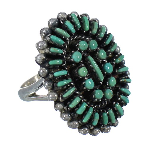 Turquoise Needlepoint Sterling Silver Ring Size 6-1/2 FX91837