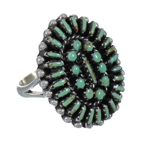 Turquoise Needlepoint Sterling Silver Ring Size 6-1/2 FX91852