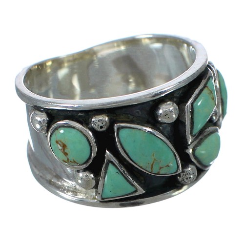Southwestern Sterling Silver Turquoise Ring Size 5-1/2 YX90741