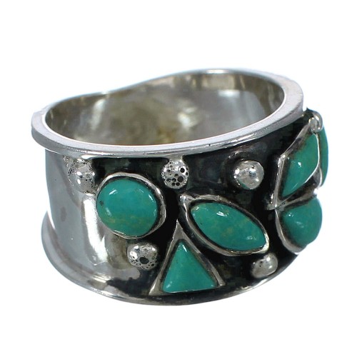 Southwestern Silver And Turquoise Ring Size 6-3/4 YX90747