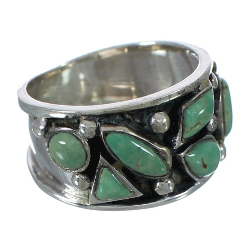 Southwest Turquoise Genuine Sterling Silver Ring Size 7-3/4 YX90758