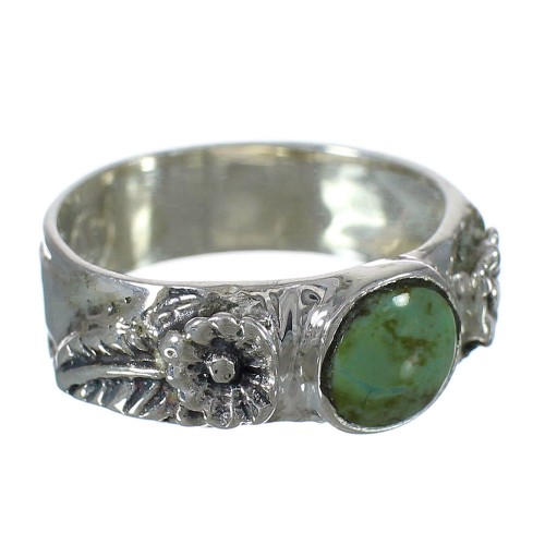Silver And Turquoise Flower Ring Size 6-3/4 YX91606