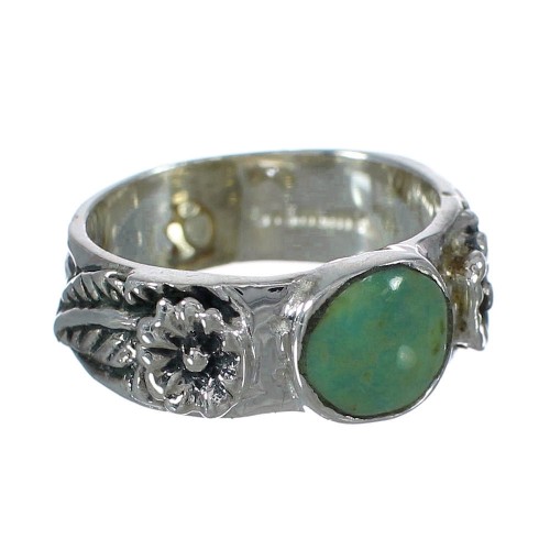 Southwestern Sterling Silver Turquoise Flower Ring Size 4-3/4 YX91621