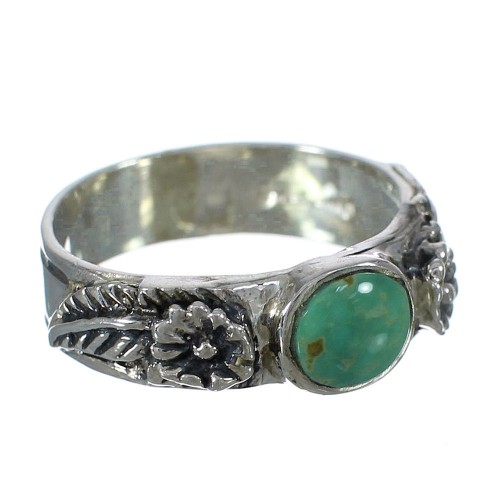 Southwest Genuine Sterling Silver Turquoise Flower Ring Size 8-1/2 YX91624