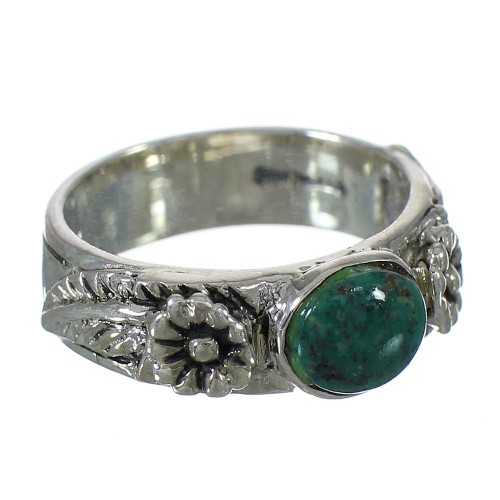 Southwestern Turquoise Authentic Sterling Silver Flower Ring Size 6-1/2 YX91679