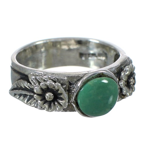 Southwest Turquoise And Genuine Sterling Silver Flower Ring Size 4-1/2 YX91684