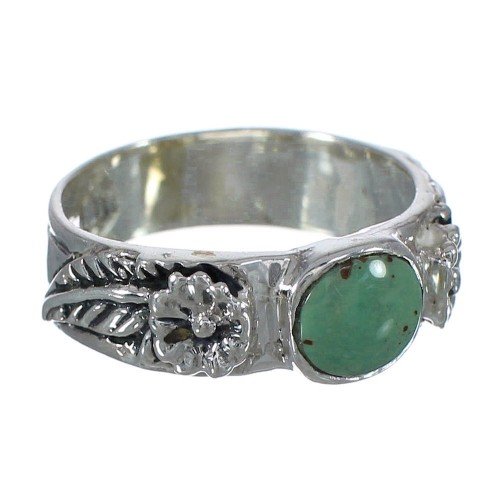 Turquoise Authentic Sterling Silver Southwestern Flower Ring Size 8-3/4 YX91695