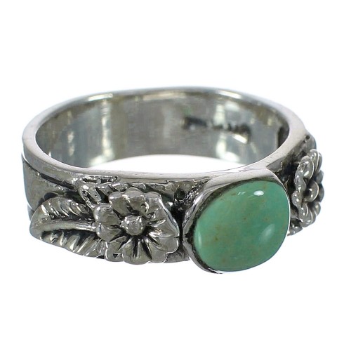 Silver Turquoise Southwestern Flower Ring Size 8-1/4 YX91705