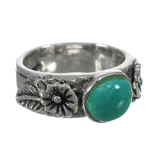 Authentic Sterling Silver And Turquoise Southwest Flower Ring Size 5-1/2 YX91719