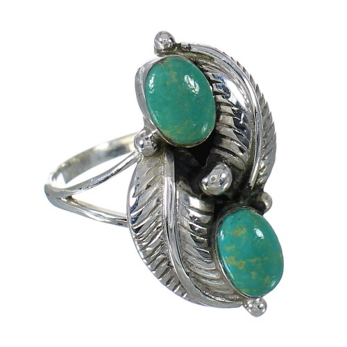 Southwest Sterling Silver Turquoise Ring Size 8-1/2 FX91553