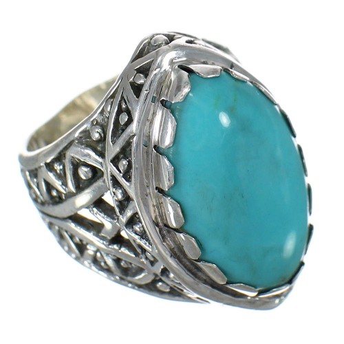 Authentic Sterling Silver Turquoise Ring Size 6-1/2 FX93418