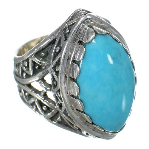 Southwest Sterling Silver Turquoise Ring Size 7-1/2 FX93450
