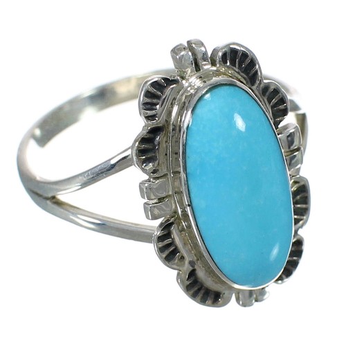 Turquoise And Authentic Sterling Silver Jewelry Ring Size 7-1/2 RX92777