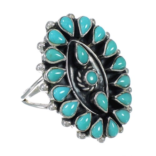 Sterling Silver Southwest Turquoise Needlepoint Ring Size 8-1/2 RX92848